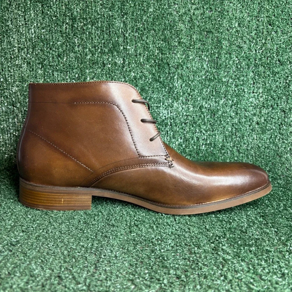 NEW Steve Madden Molcalm Leather Lace Up Dress Chukka Ankle Boots Brown Mens 13M
